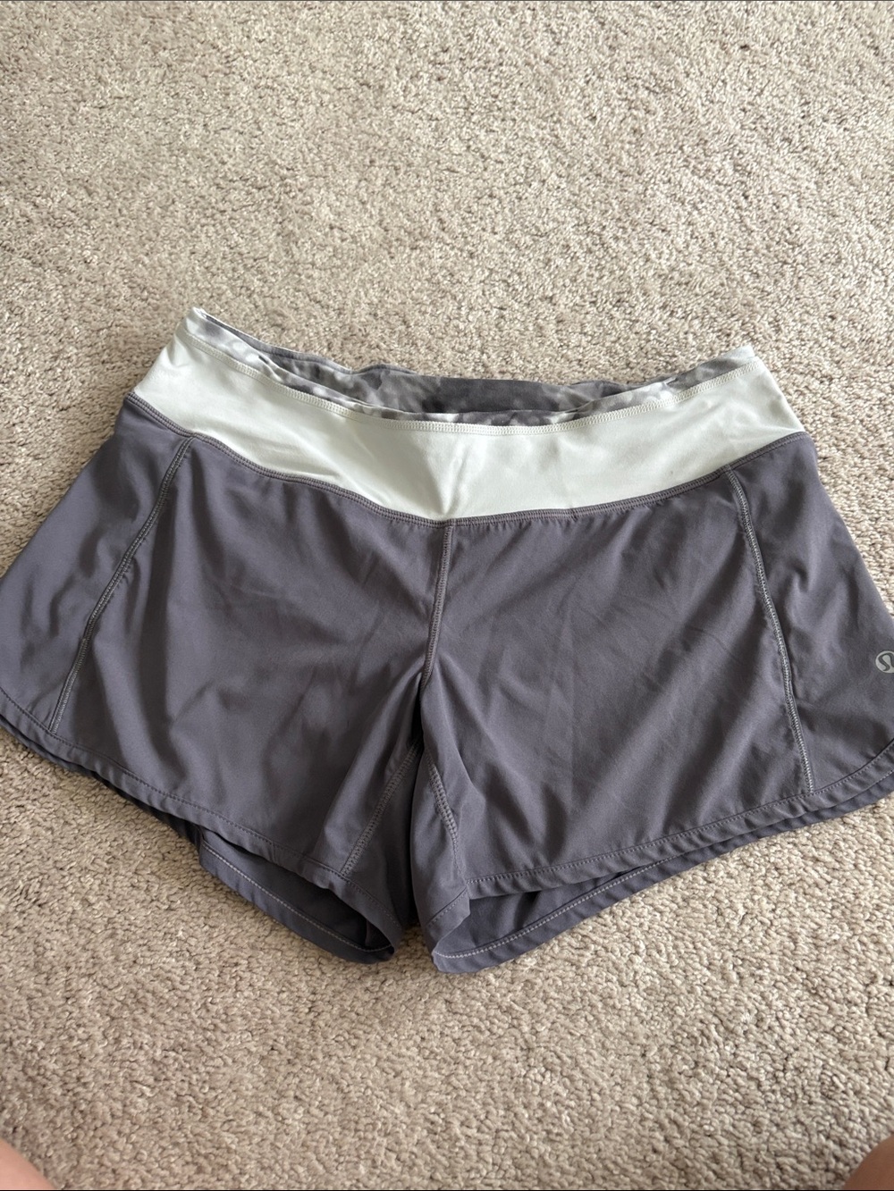 lululemon athletica Gray Athletic Shorts with Cream Waistband